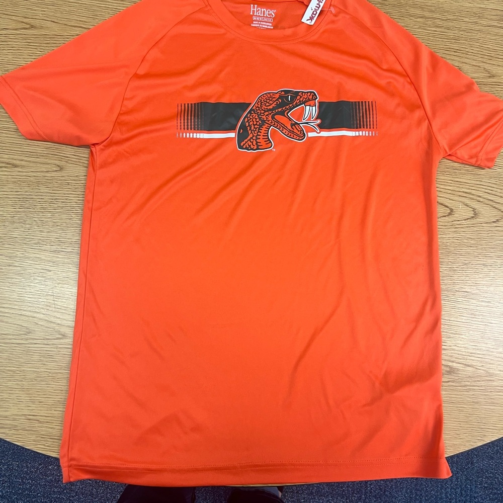 Hanes Orange Short Sleeve Tee with Black Graphic - Picture 3 of 4